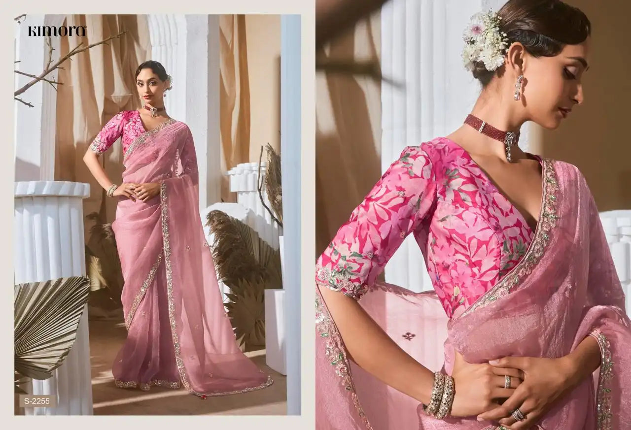KIMORA Saree Features Luxurious Fancy Fabric Enhanced With Exquisite Designer Lace Work