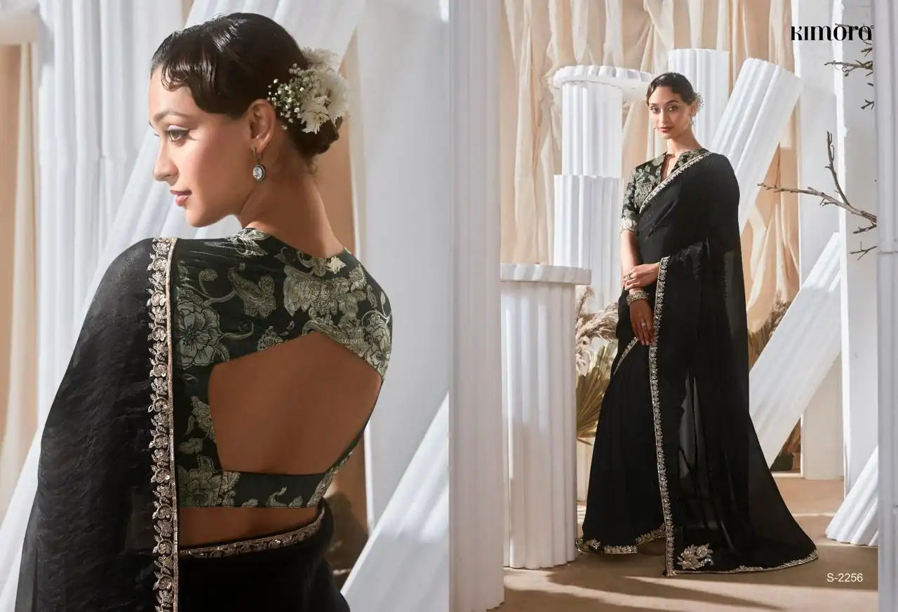 KIMORA Saree Features Luxurious Fancy Fabric Enhanced With Exquisite Designer Lace Work