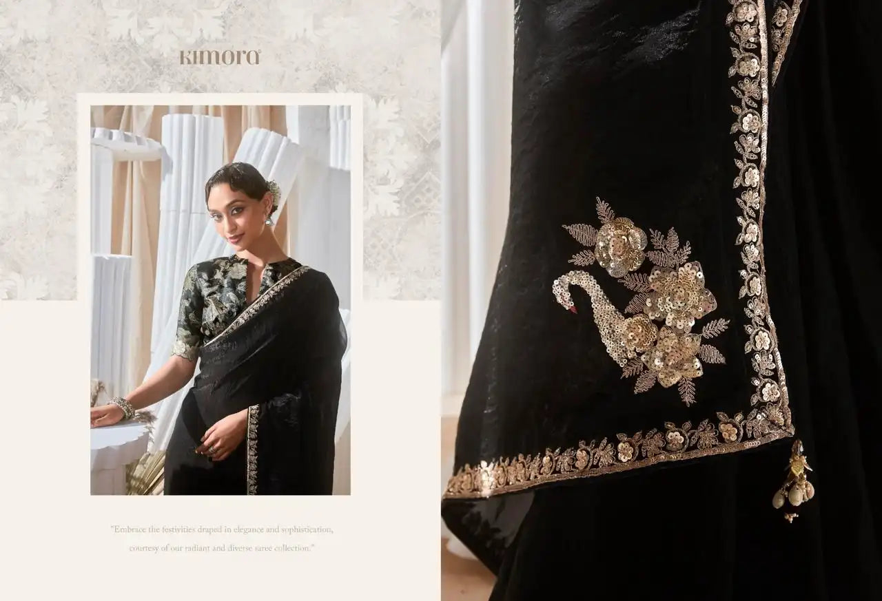 KIMORA Saree Features Luxurious Fancy Fabric Enhanced With Exquisite Designer Lace Work
