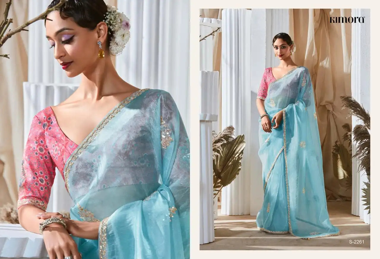 KIMORA Saree Features Luxurious Fancy Fabric Enhanced With Exquisite Designer Lace Work