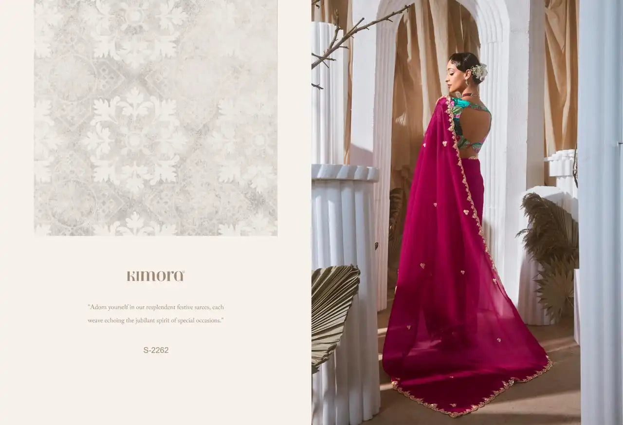 KIMORA Saree Features Luxurious Fancy Fabric Enhanced With Exquisite Designer Lace Work