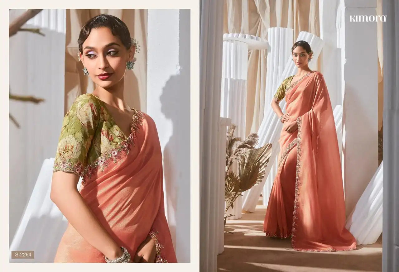 KIMORA Saree Features Luxurious Fancy Fabric Enhanced With Exquisite Designer Lace Work