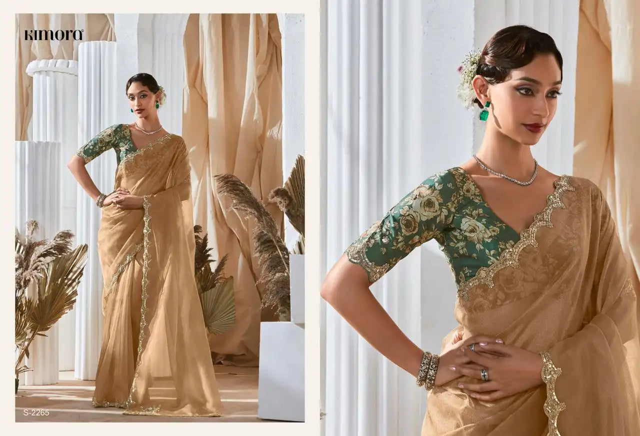 KIMORA Saree Features Luxurious Fancy Fabric Enhanced With Exquisite Designer Lace Work