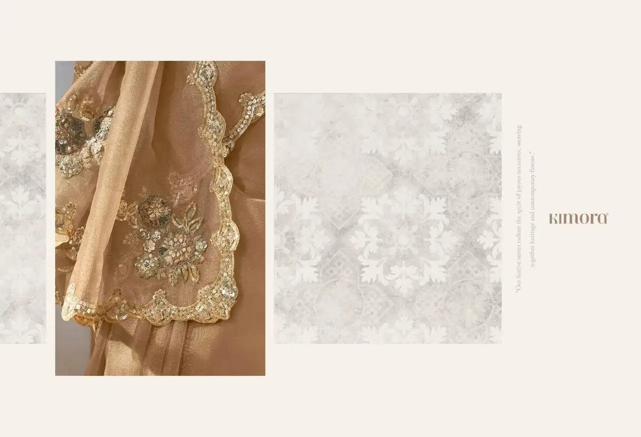 KIMORA Saree Features Luxurious Fancy Fabric Enhanced With Exquisite Designer Lace Work