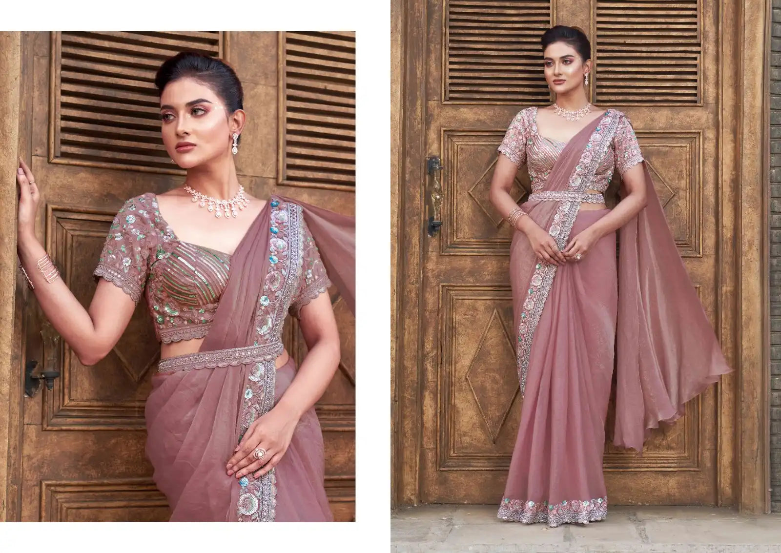 Mahotsav Sarees Crafted With Satin Silk Blend Elegance And Comfort Offering A Smooth