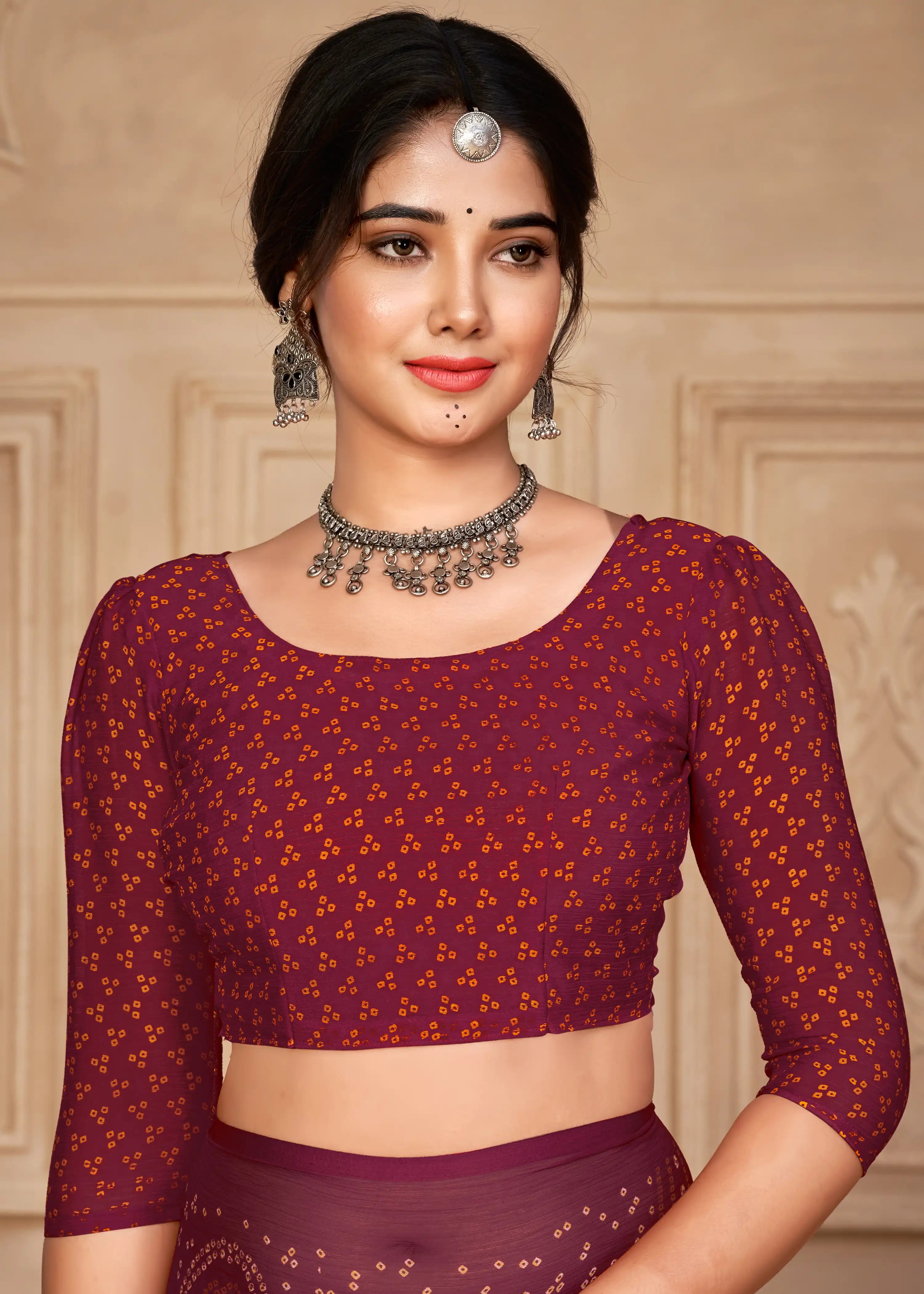 Ruchi Sarees With Chiffon Bandhni Combine Traditional Craftsmanship With Elegant Fabric Choice