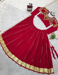 QRC Vibrant Red Embroidered Anarkali Dress with White Dupatta – Traditional & Chic