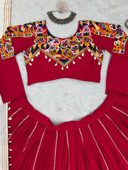 QRC Vibrant Red Embroidered Anarkali Dress with White Dupatta – Traditional & Chic