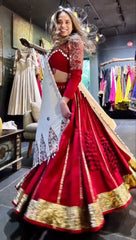 QRC Vibrant Red Embroidered Anarkali Dress with White Dupatta – Traditional & Chic