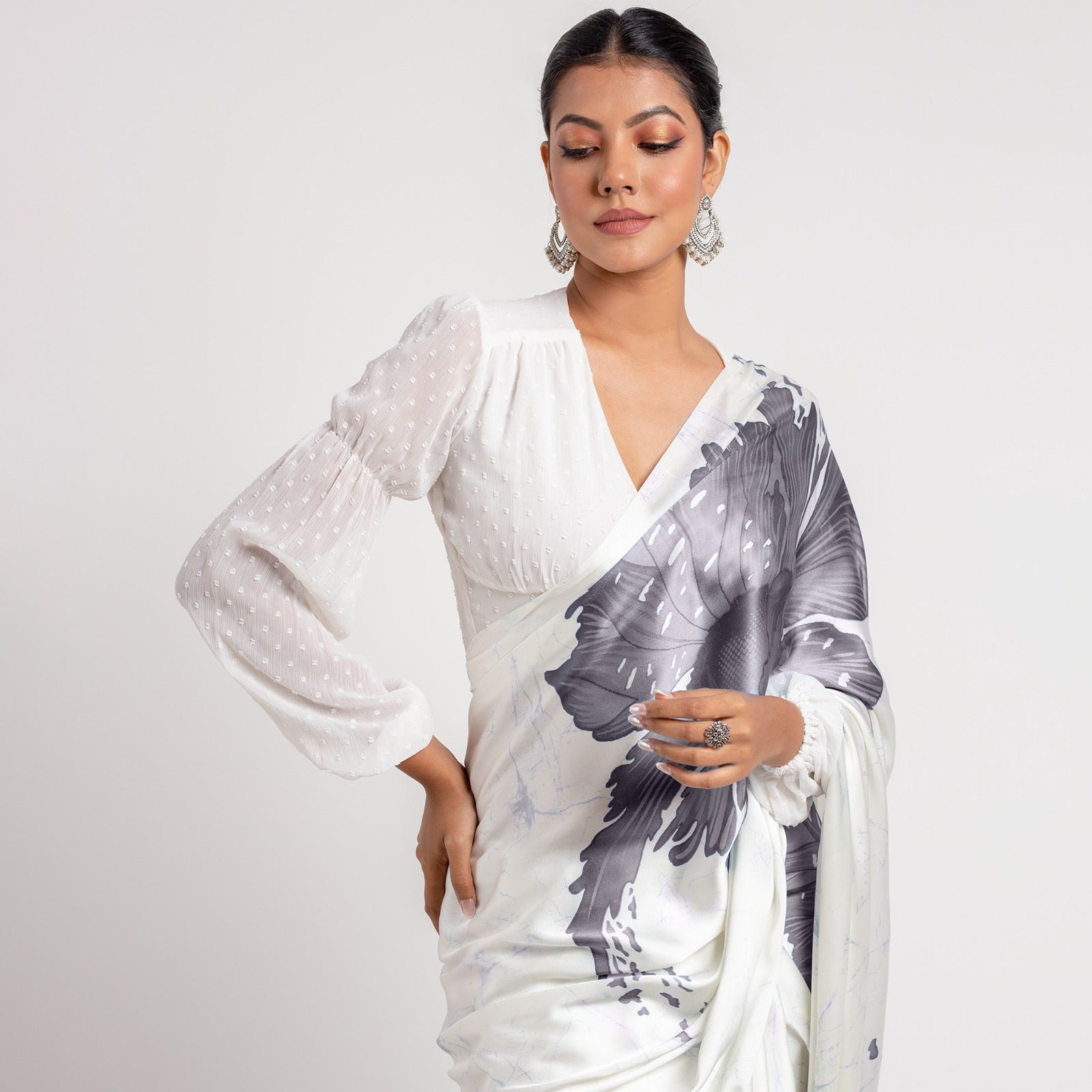 SUDHA NEW DESIGN LAUNCH In Floral Printed Saree – Elegant and Contemporary Ethnic Wear