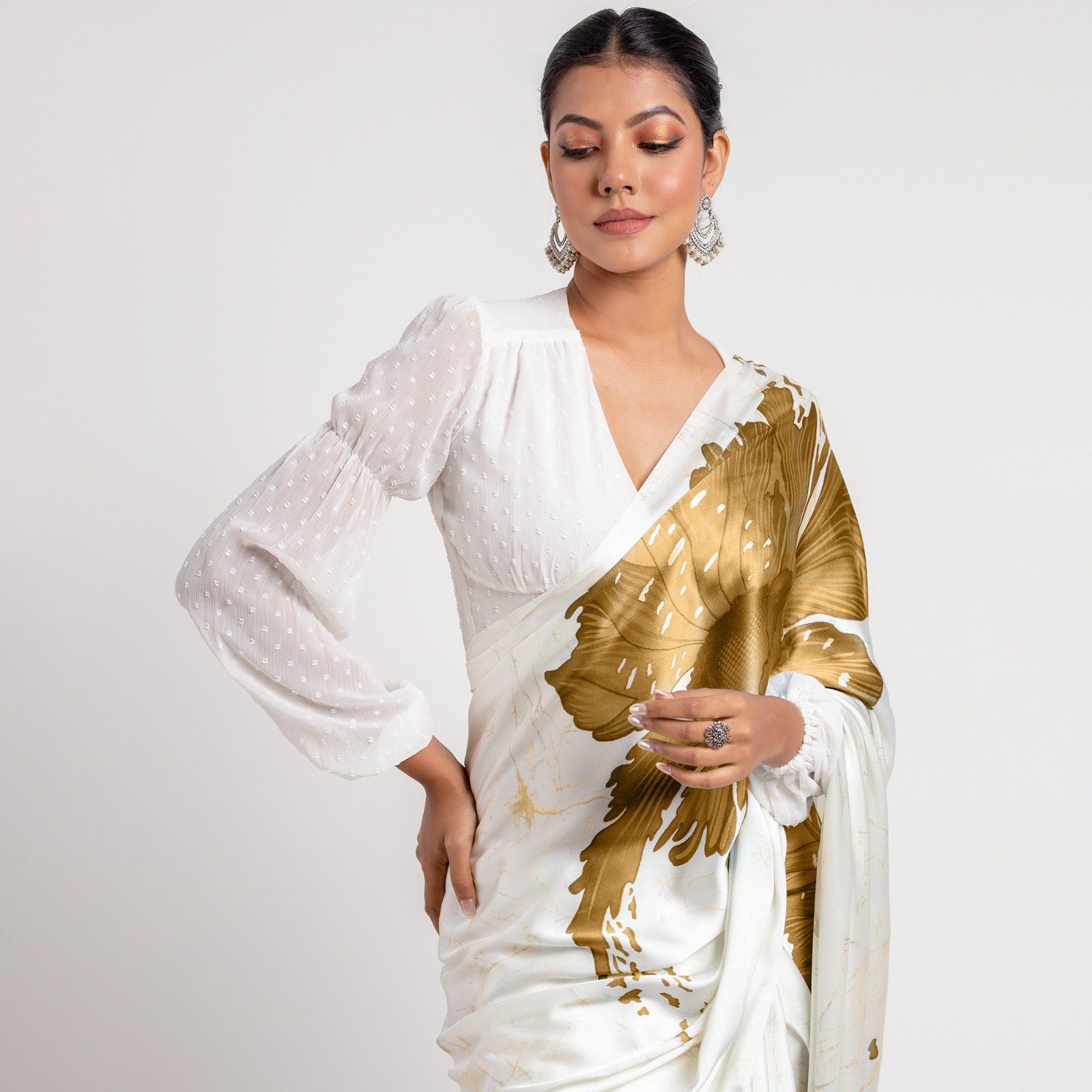 SUDHA NEW DESIGN LAUNCH In Floral Printed Saree – Elegant and Contemporary Ethnic Wear
