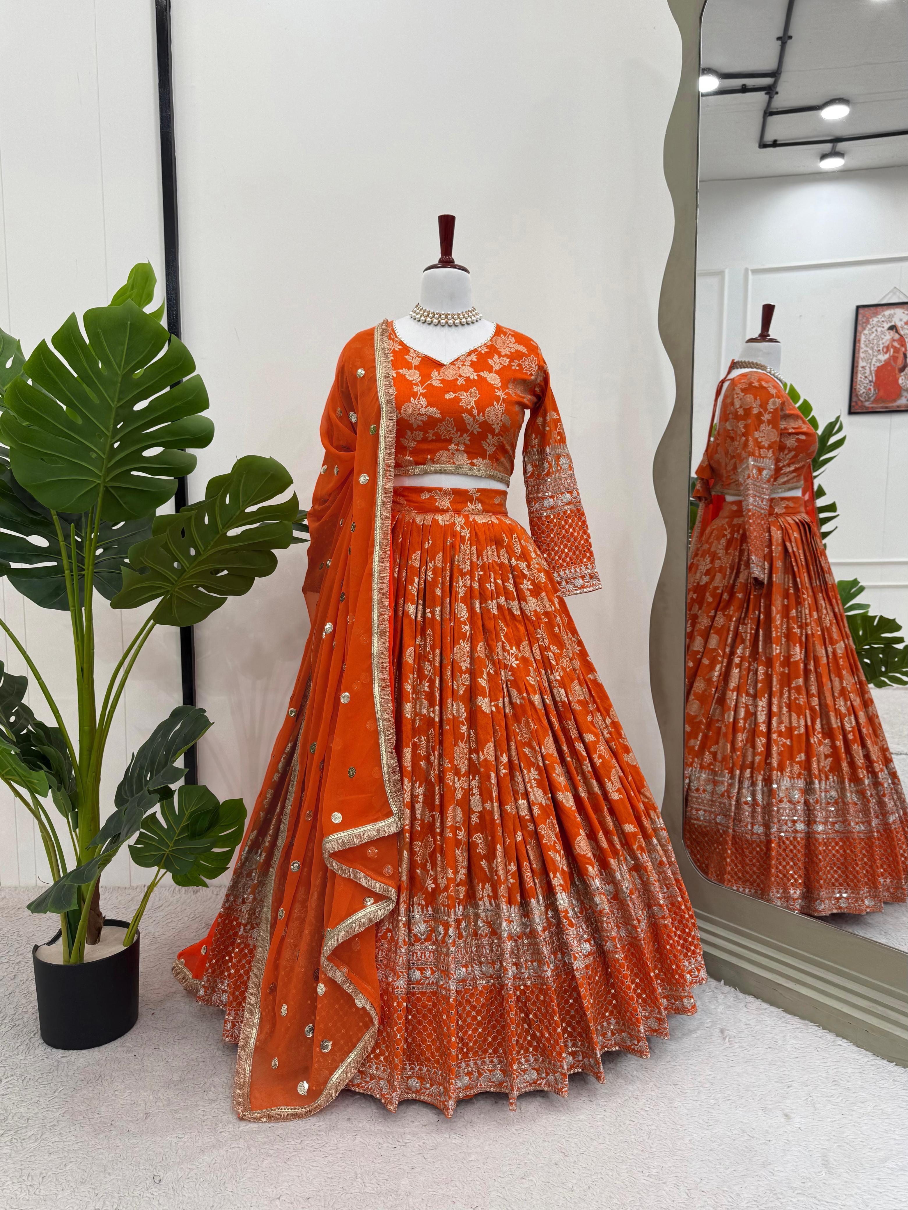 ORC Elegant Floral Embroidered Lehenga Choli Set – Traditional and Festive Collection