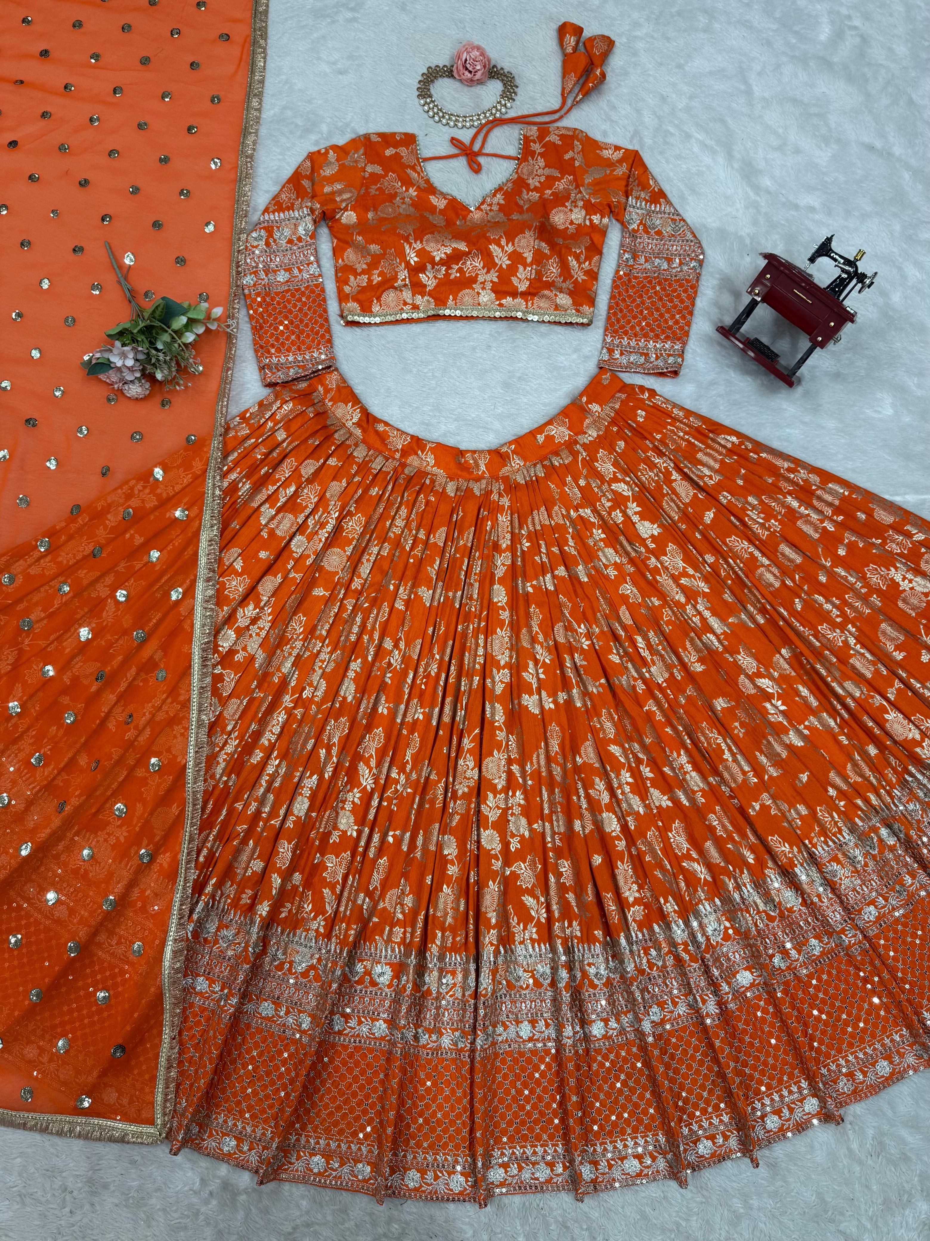 ORC Elegant Floral Embroidered Lehenga Choli Set – Traditional and Festive Collection