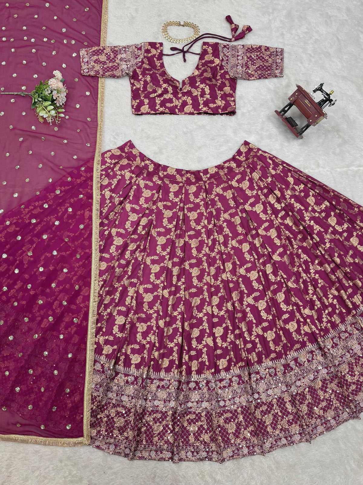 ORC Elegant Floral Embroidered Lehenga Choli Set – Traditional and Festive Collection