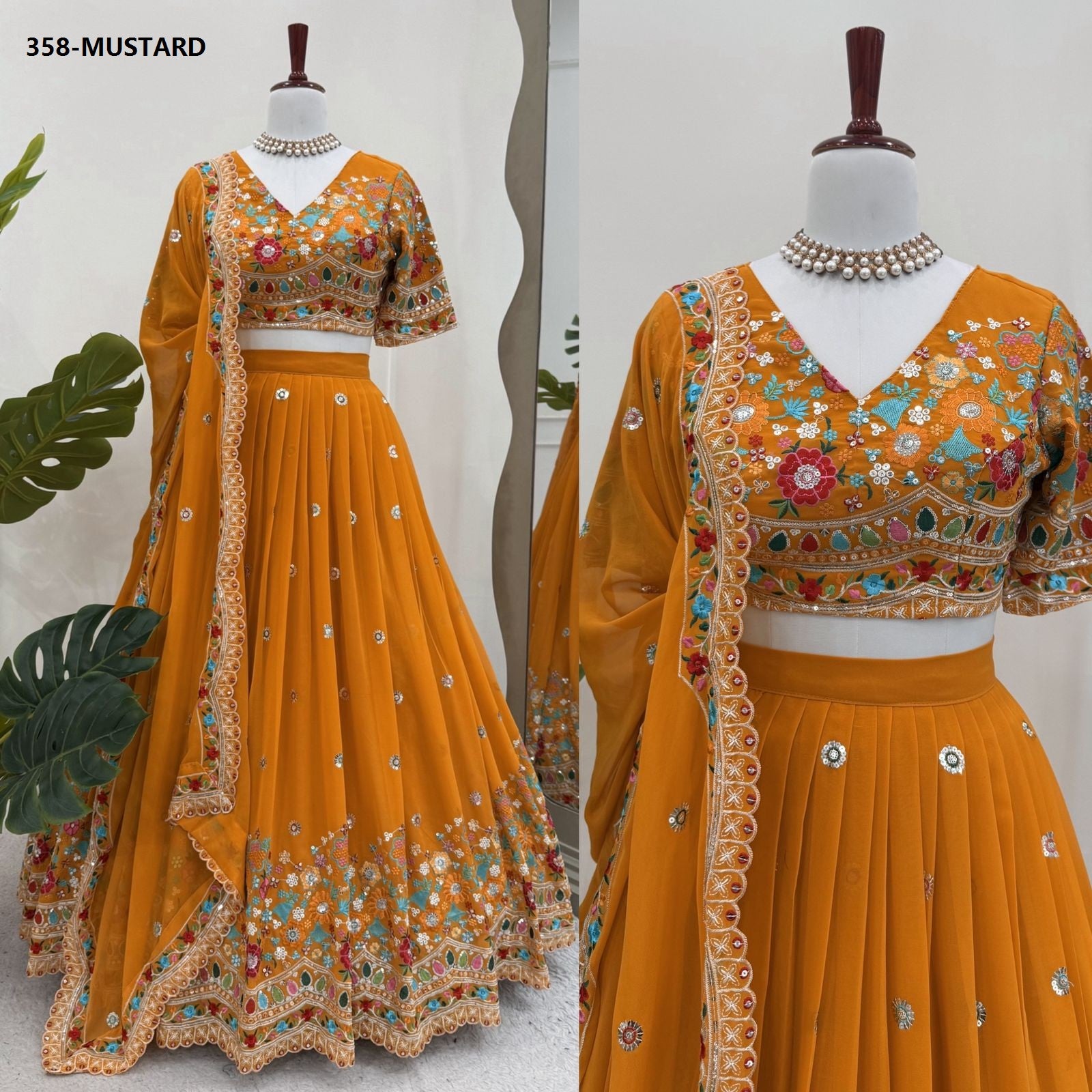 QRC Collection Elegant Hand-Embroidered Lehengas - Colorful Floral Patterns