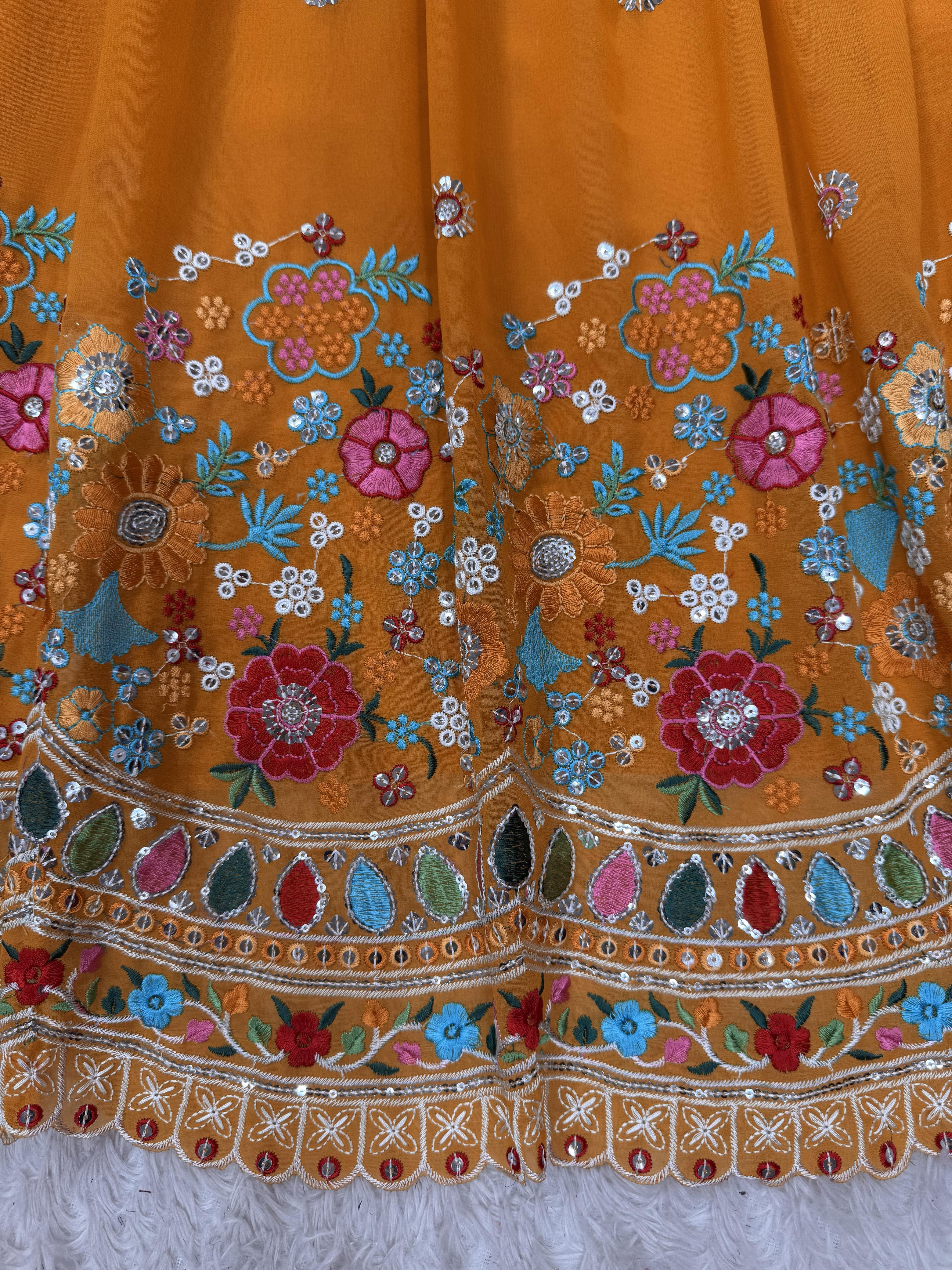 QRC Collection Elegant Hand-Embroidered Lehengas - Colorful Floral Patterns