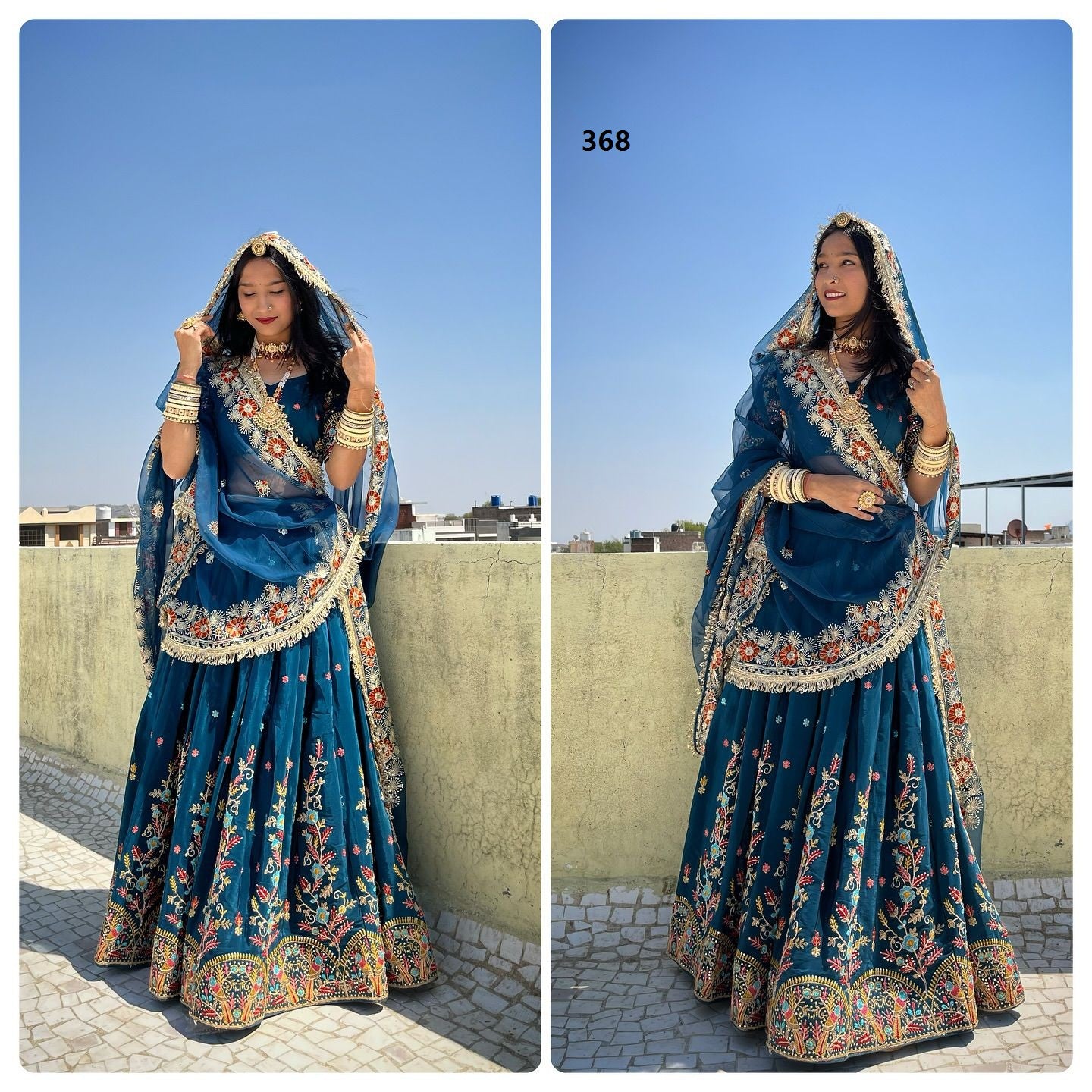 QRC Navy Blue Embroidered Lehenga Choli Set – Elegant Traditional Wear