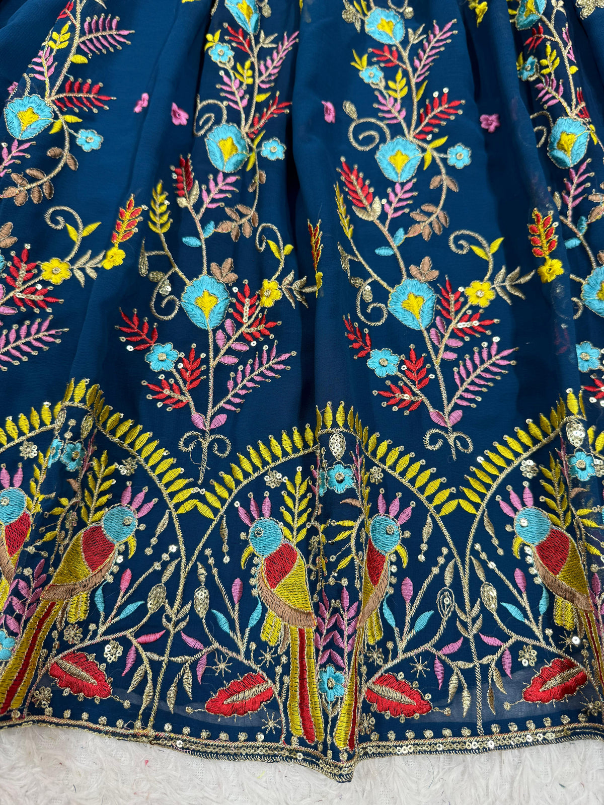 QRC Navy Blue Embroidered Lehenga Choli Set – Elegant Traditional Wear