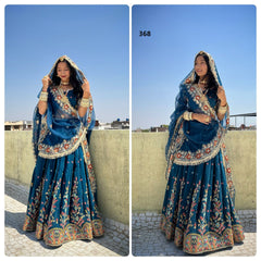 QRC Navy Blue Embroidered Lehenga Choli Set – Elegant Traditional Wear