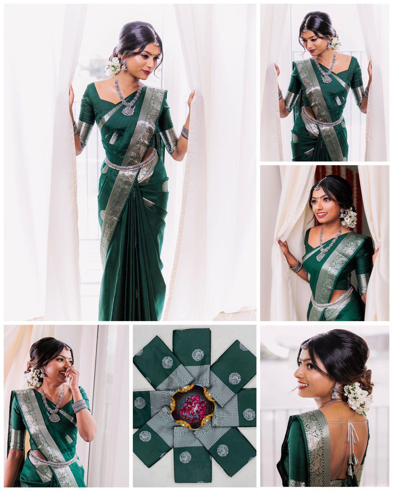 KP CREATION Elegant Green Silk Saree Collection