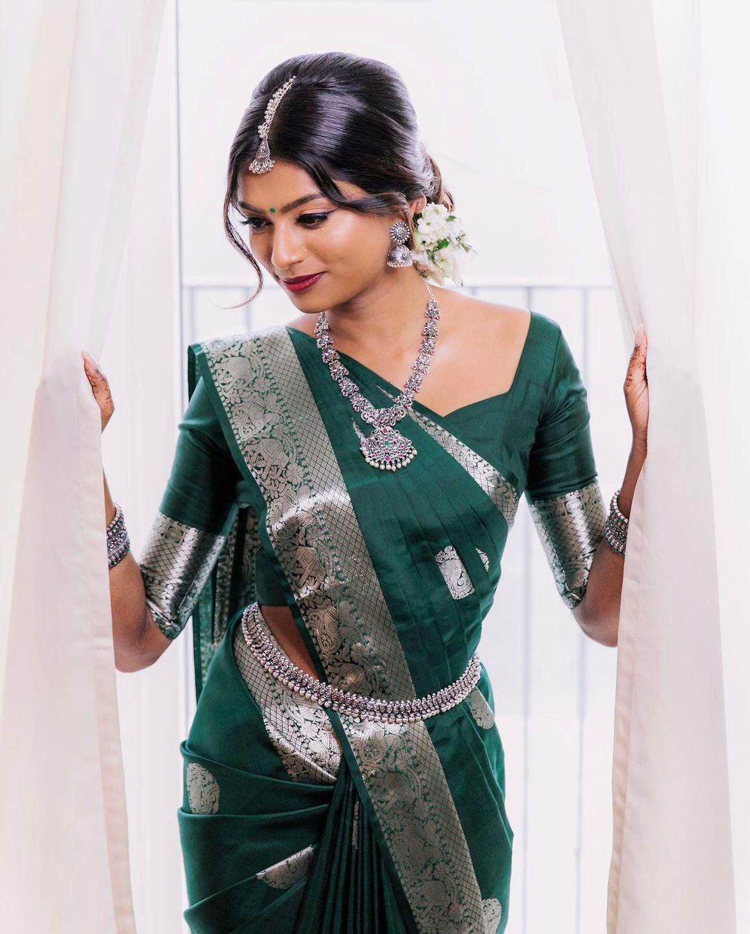 KP CREATION Elegant Green Silk Saree Collection