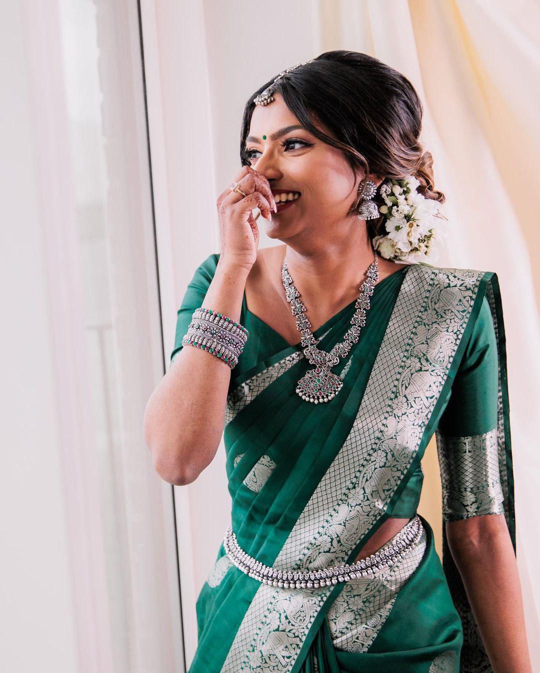 KP CREATION Elegant Green Silk Saree Collection