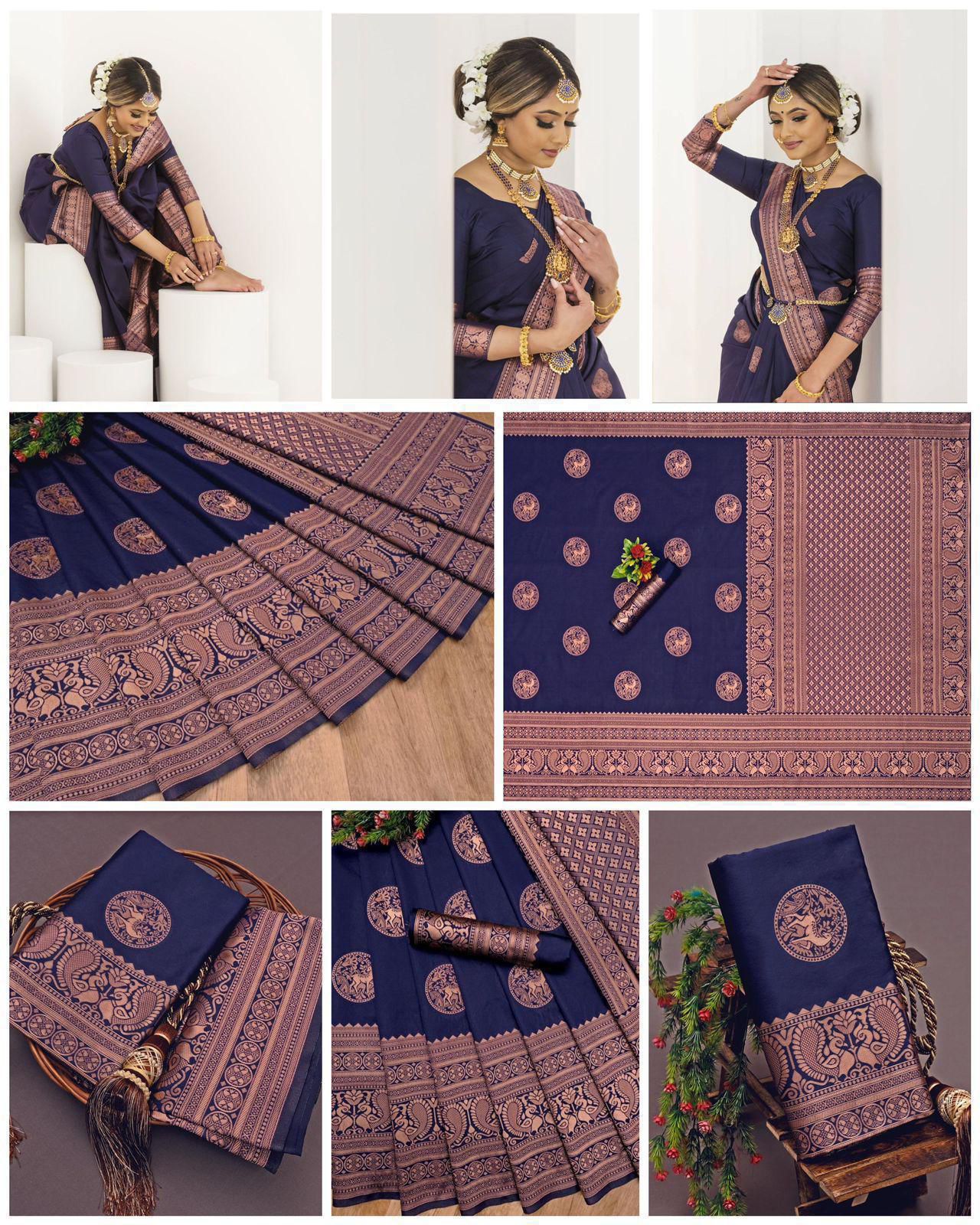 KP CREATION Elegant Green Silk Saree Collection