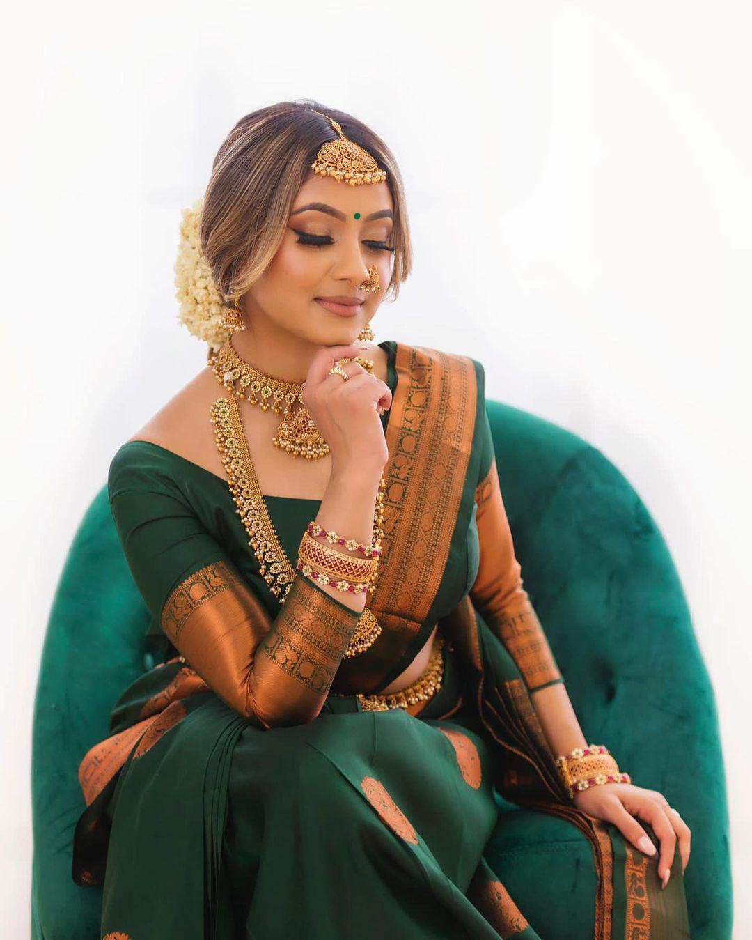 KP CREATION Elegant Green Silk Saree Collection