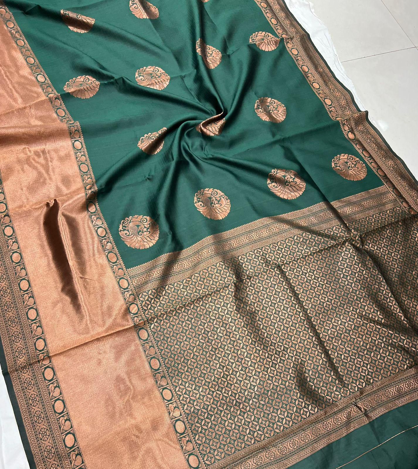 KP CREATION Elegant Green Silk Saree Collection