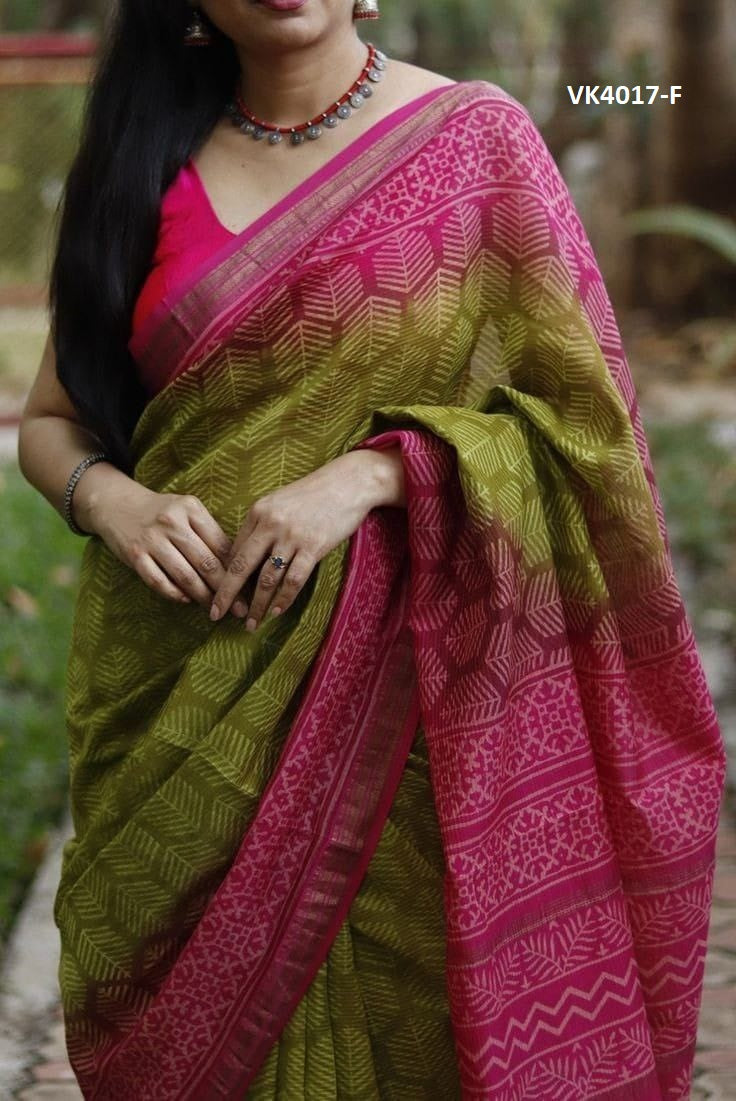 Vakratund Sarees Are Highly Crafted With Original Linen Fabric With Silver Zari Patta and Digital Print