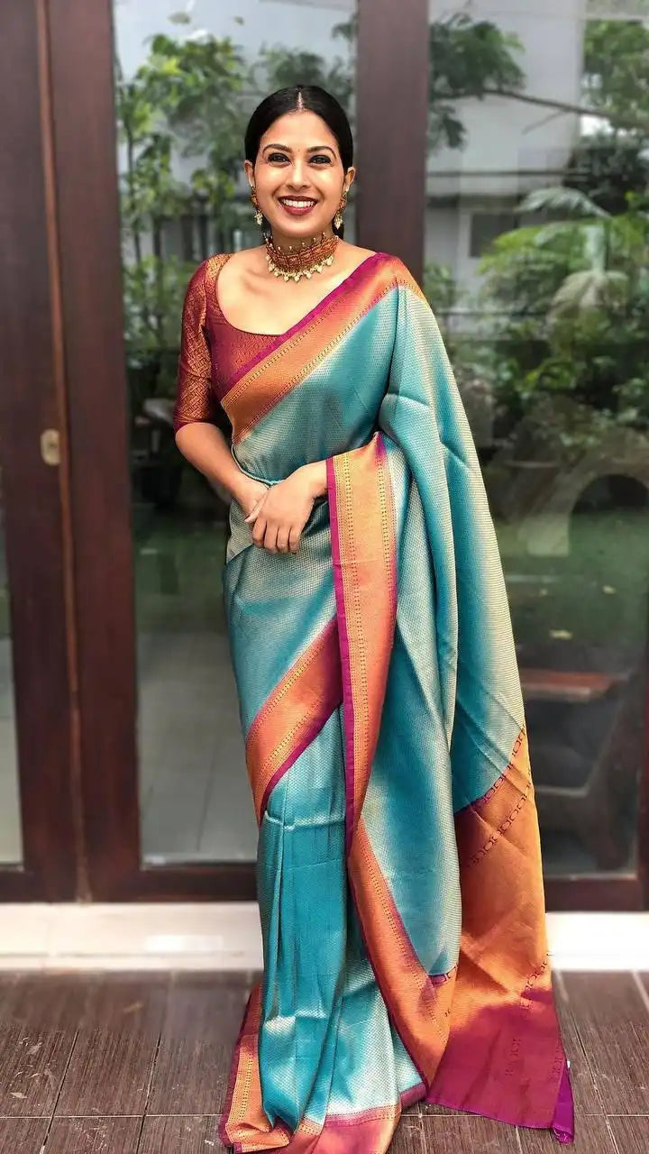KP Creation Sarees Feature Premium Soft Lichi Silk Cloth Known For Its Smooth Texture
