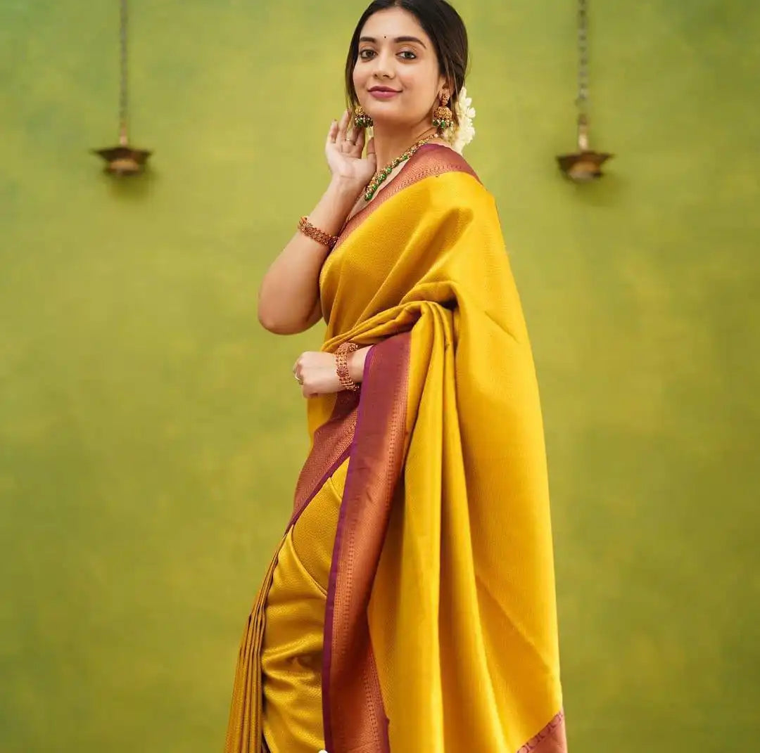 KP Creation Sarees Feature Premium Soft Lichi Silk Cloth Known For Its Smooth Texture