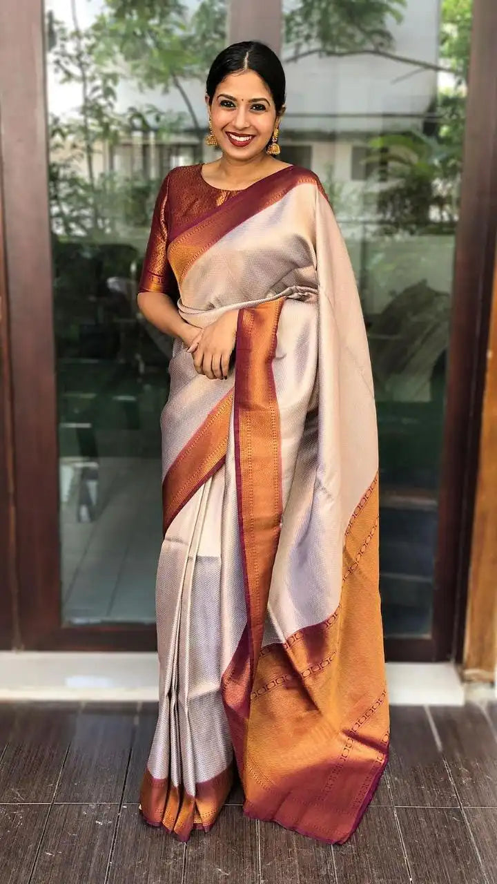 KP Creation Sarees Feature Premium Soft Lichi Silk Cloth Known For Its Smooth Texture