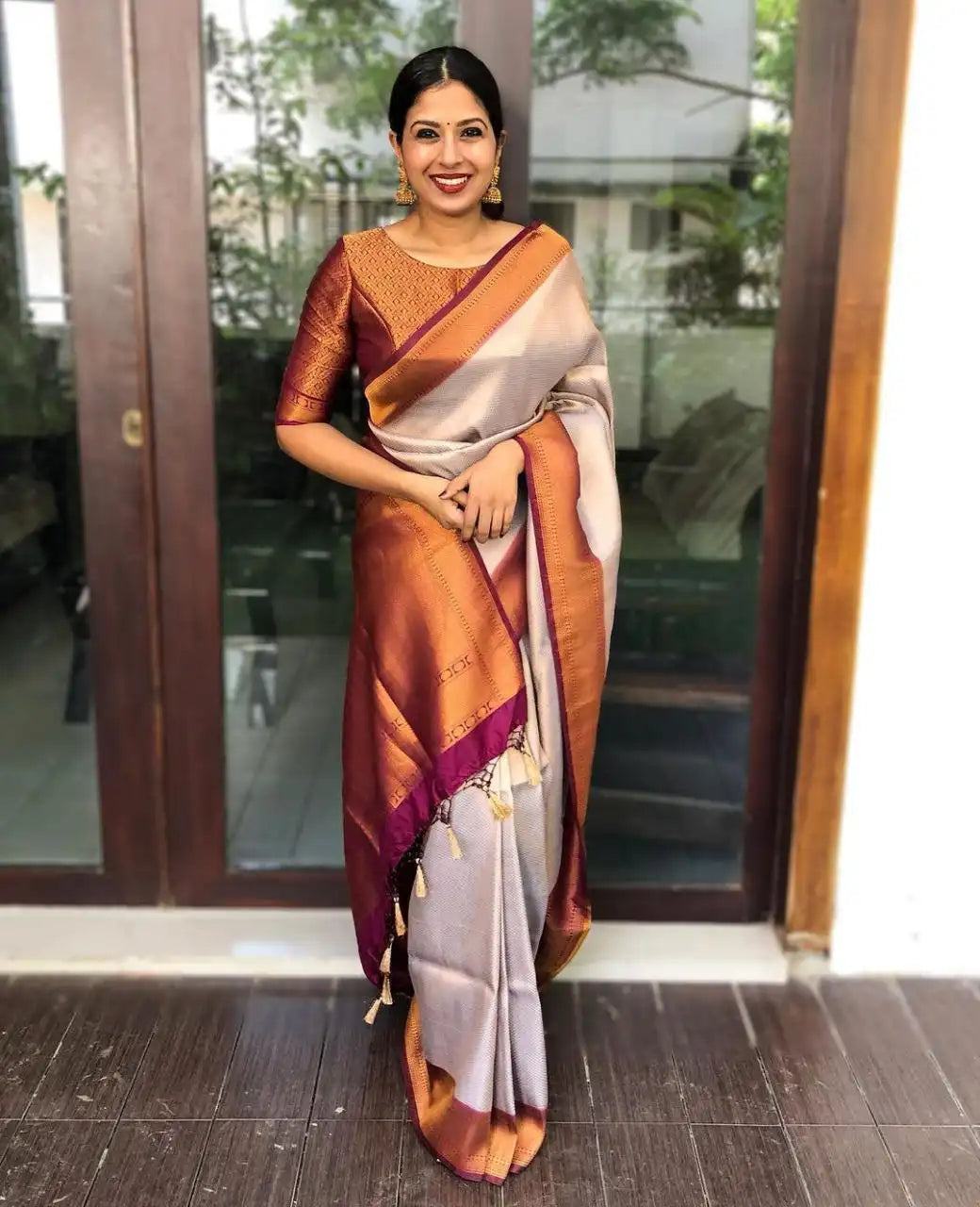 KP Creation Sarees Feature Premium Soft Lichi Silk Cloth Known For Its Smooth Texture