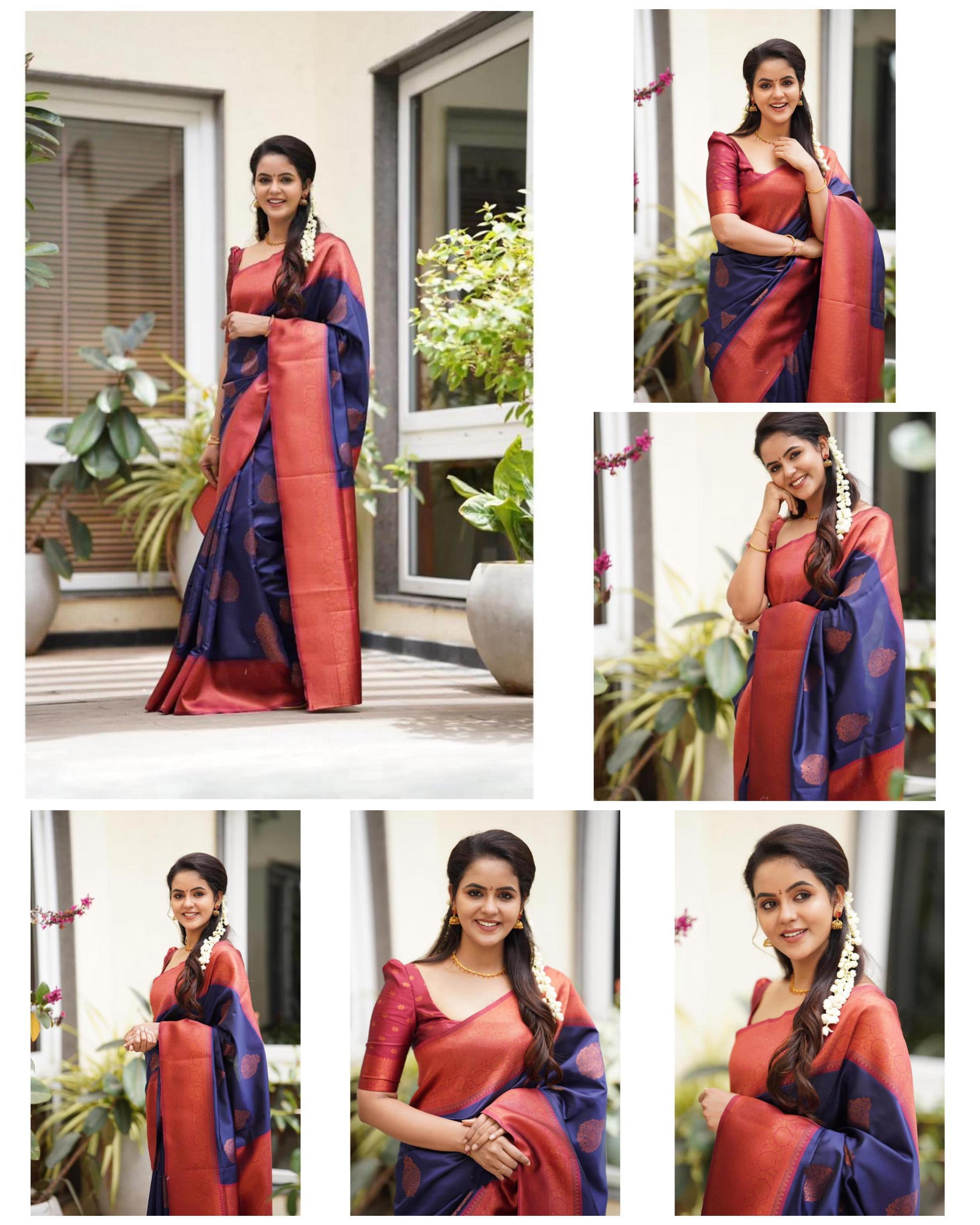Kp Creation Sarees Crafted From Soft Lichi Silk Fabric And With Vibrant Color