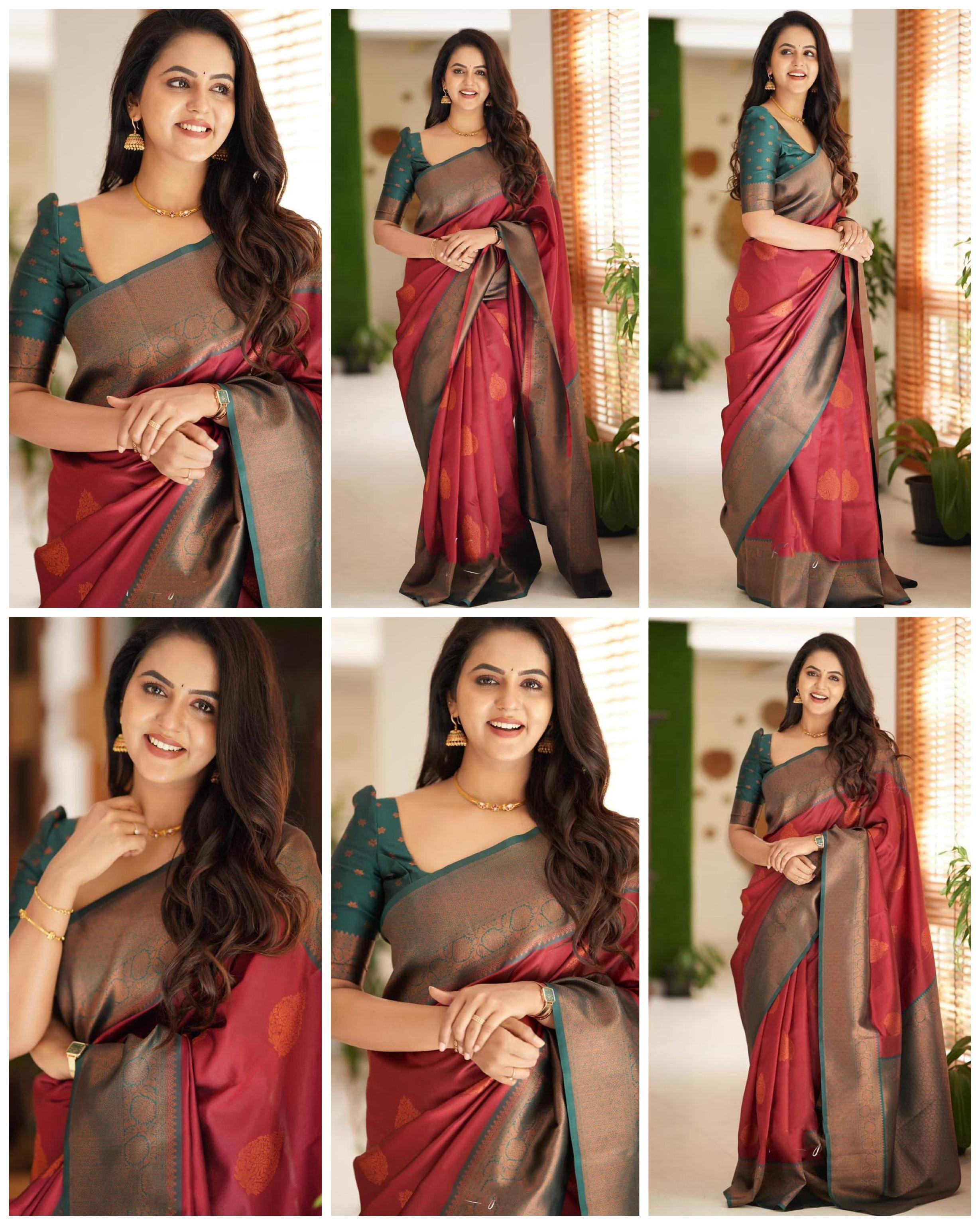 Kp Creation Sarees Crafted From Soft Lichi Silk Fabric And With Vibrant Color