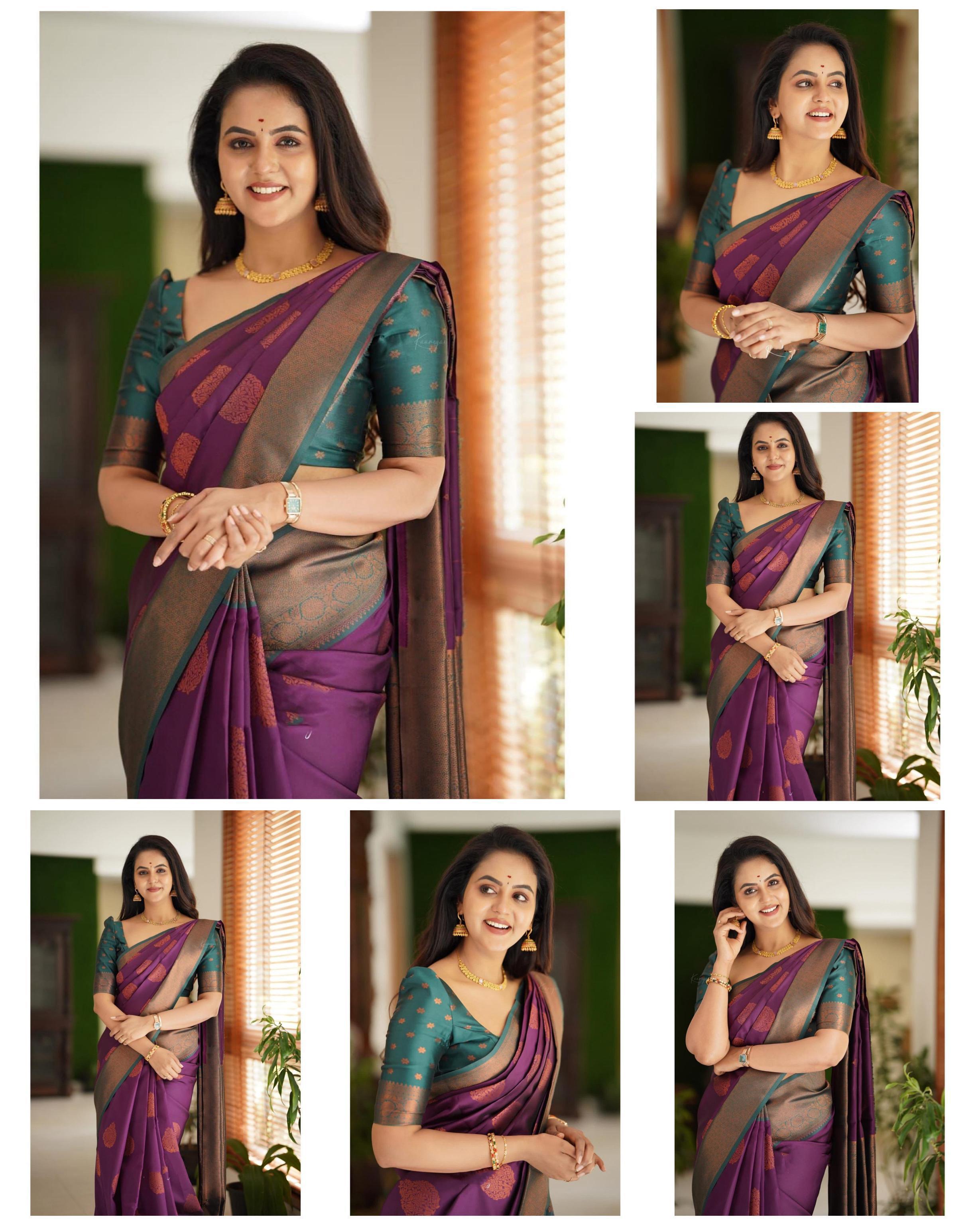 Kp Creation Sarees Crafted From Soft Lichi Silk Fabric And With Vibrant Color