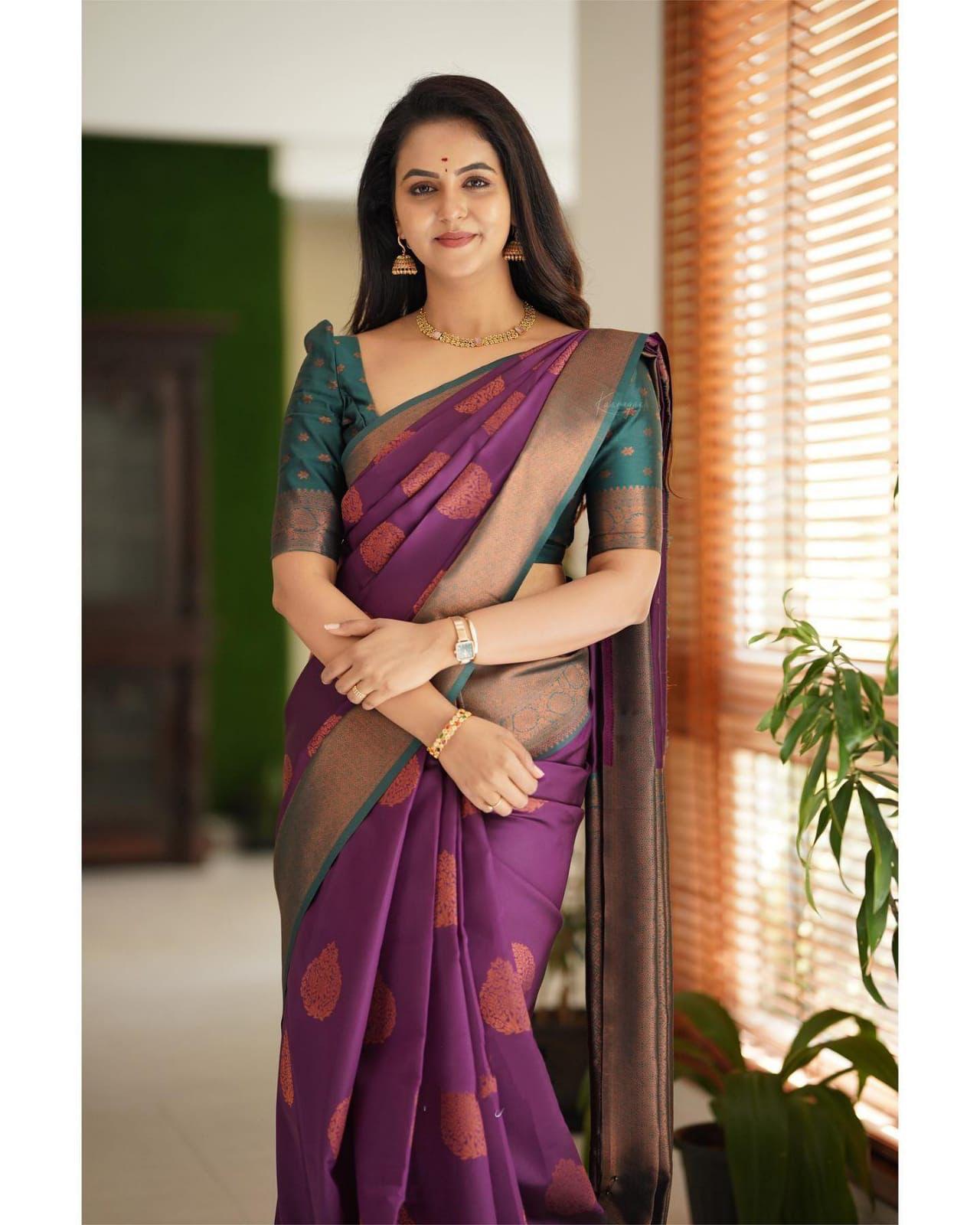 Kp Creation Sarees Crafted From Soft Lichi Silk Fabric And With Vibrant Color