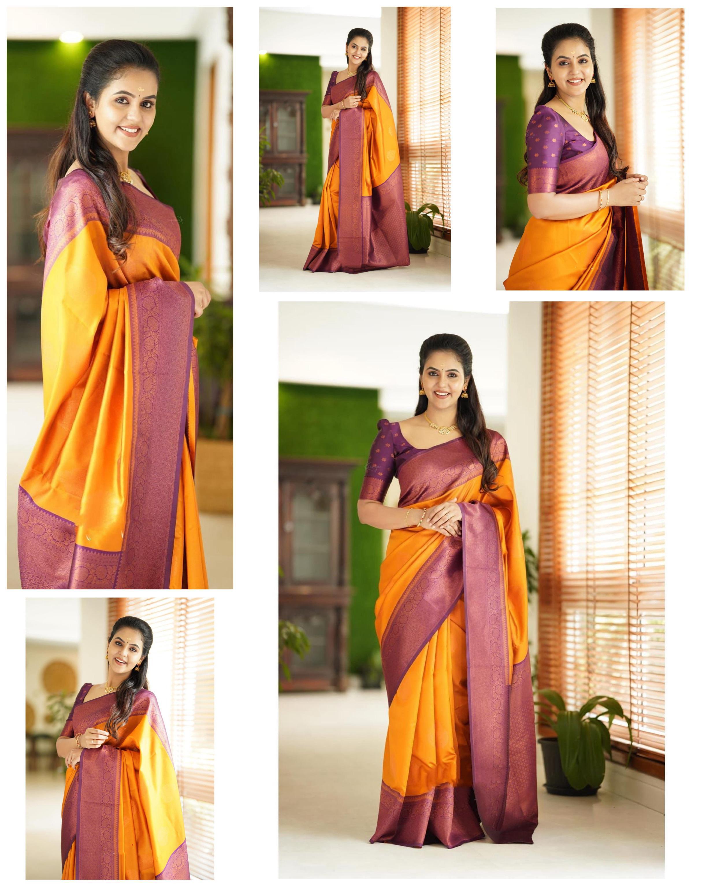 Kp Creation Sarees Crafted From Soft Lichi Silk Fabric And With Vibrant Color
