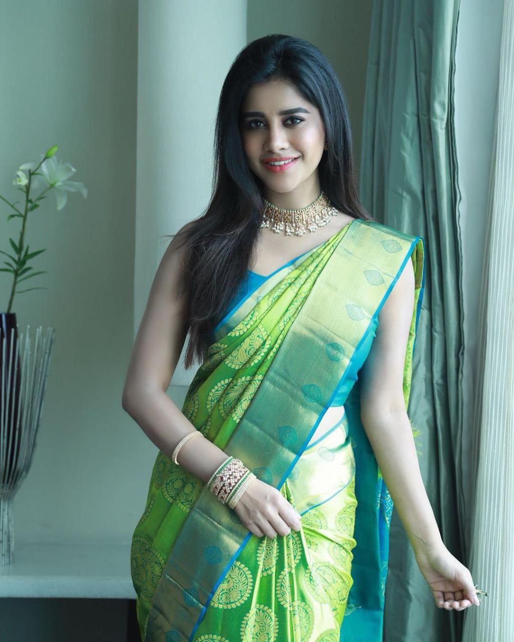KP CREATION Elegant Yellow & Green Silk Saree Collection