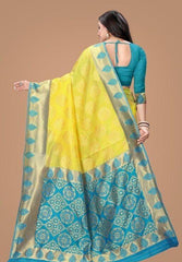 KP CREATION Elegant Yellow & Green Silk Saree Collection
