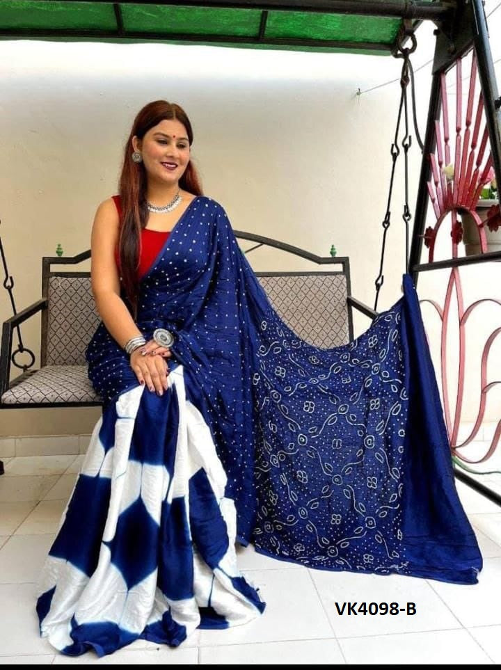 Vakratund Printed Bandhani Saree – Traditional Elegance