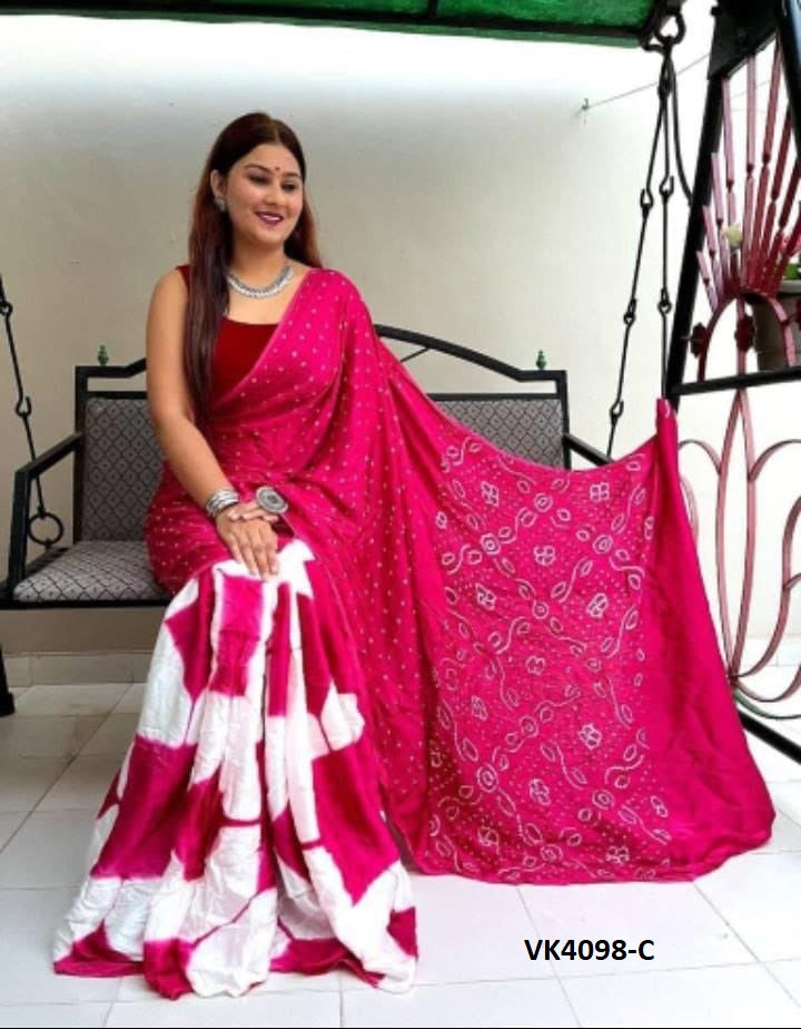 Vakratund Printed Bandhani Saree – Traditional Elegance