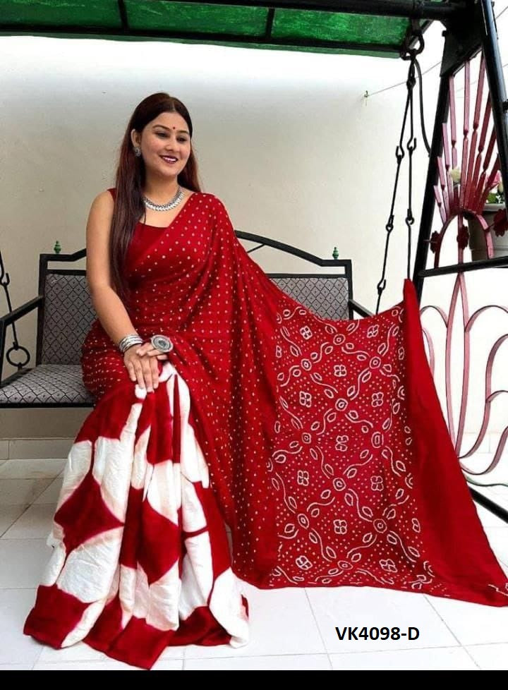 Vakratund Printed Bandhani Saree – Traditional Elegance