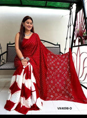 Vakratund Printed Bandhani Saree – Traditional Elegance