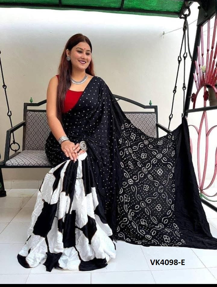 Vakratund Printed Bandhani Saree – Traditional Elegance