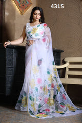 Vakratund Sarees Are Highly Crafted With Soft And Pure Organza Fabric And All Over Digital Print