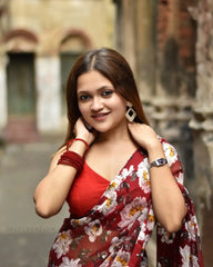 Vakrtaund Sarees Feature Soft Georgette Fabric Combined With Exquisite Digital Print Work