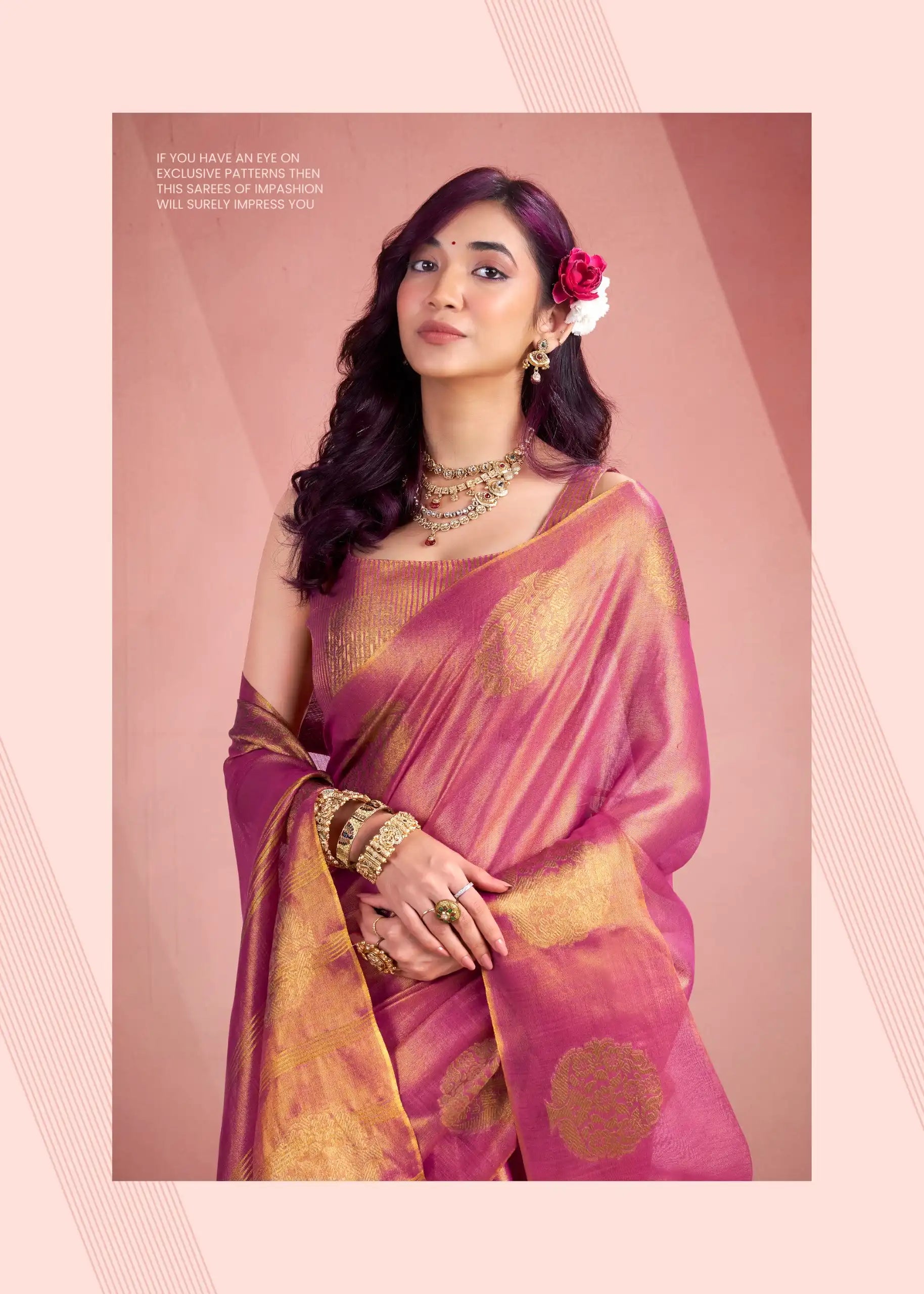 Rajpath Fabrics presents tissue Fancy Weaving Sarees Expertly Crafted To Combine Traditional
