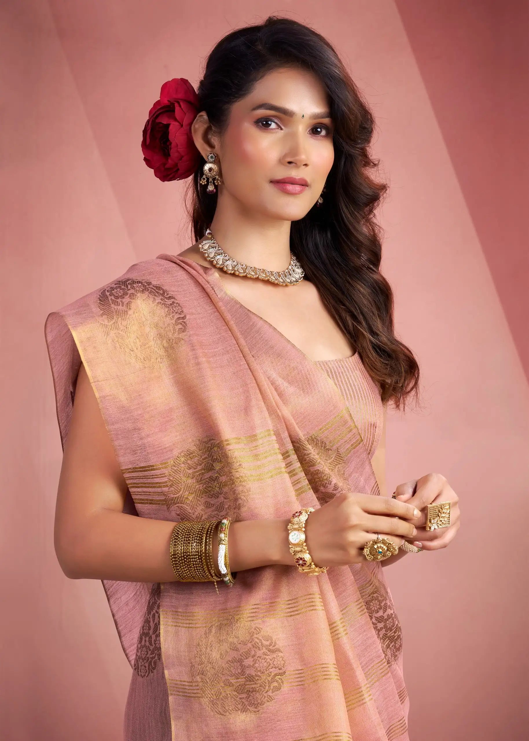 Rajpath Fabrics presents tissue Fancy Weaving Sarees Expertly Crafted To Combine Traditional
